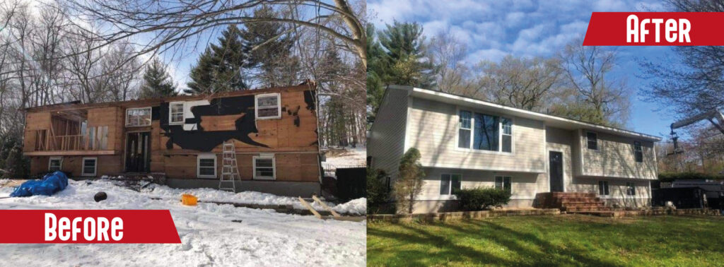 Before and after roof repair in CT