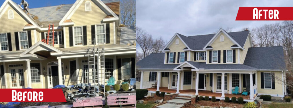 During and after a new roof installation in Connecticut